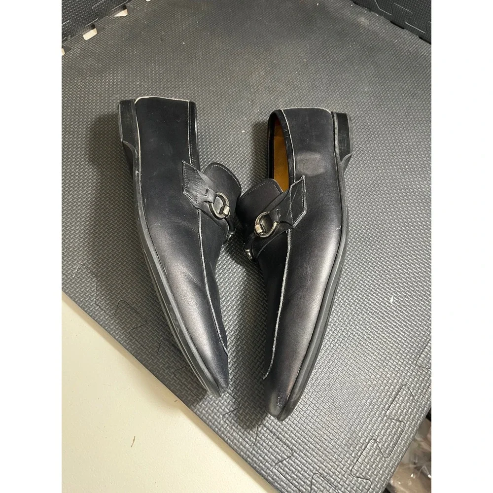 Magnanni Horse Bit Loafers Mens 12 Black Leather Dress Shoes Spain Neiman Marcus